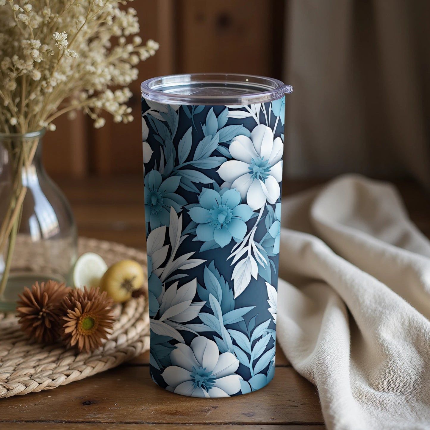 Floral Patterned Insulated Tumbler for Beverages