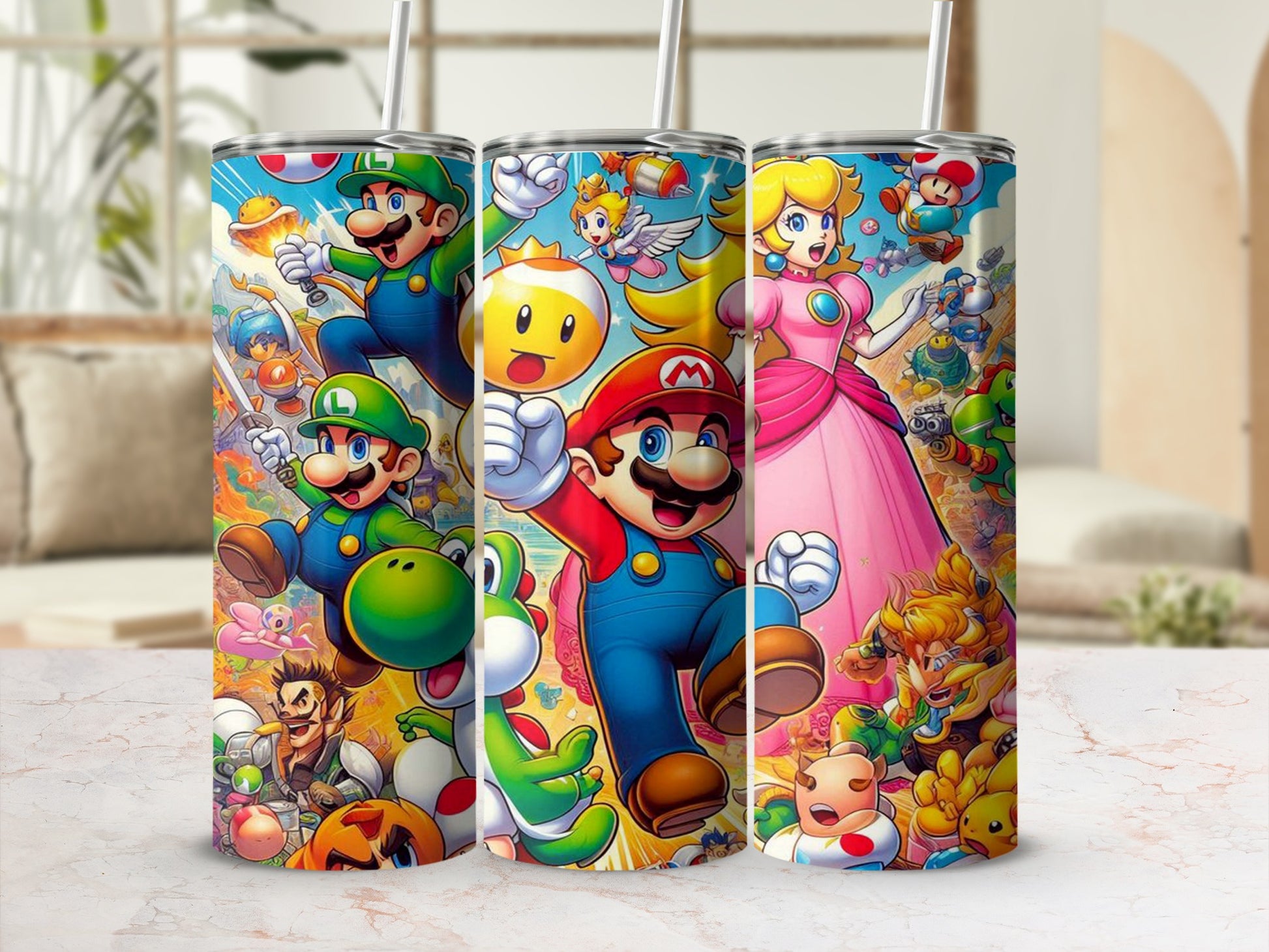 Vibrant Super Mario Character Stainless Steel Tumbler