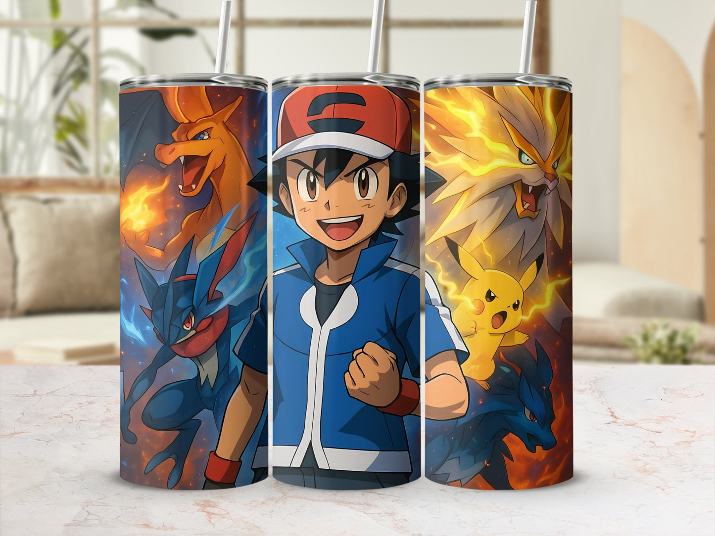 Colorful Anime Characters Design Tumbler with Straw