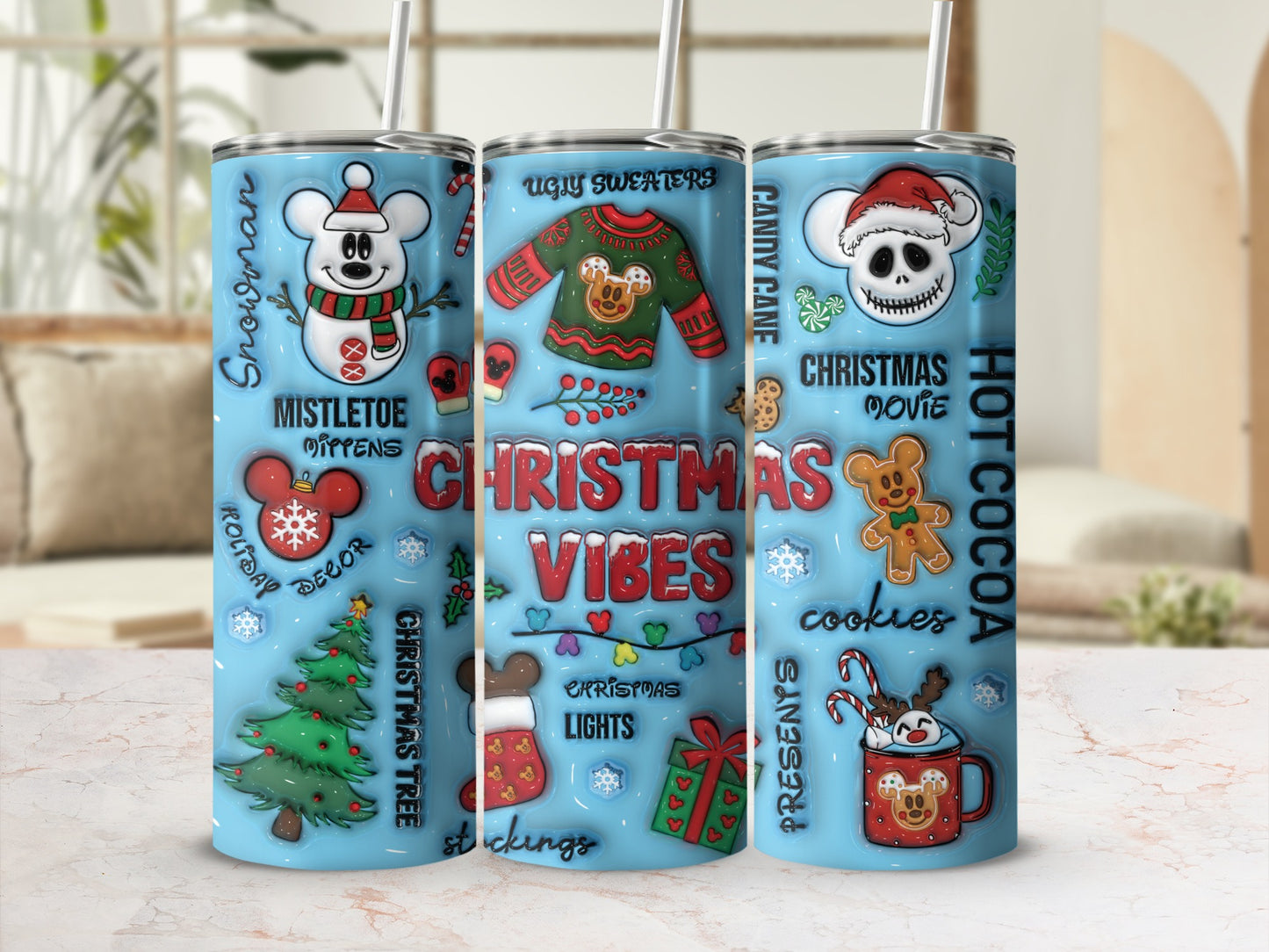 Christmas Vibes Holiday Decor Insulated Tumbler Cup