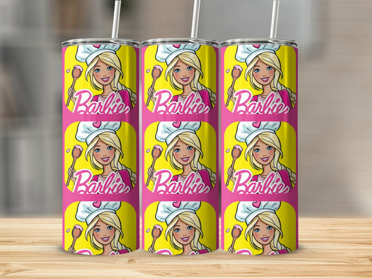 Barbie Baker on a Yellow Background Pattern Tumblers