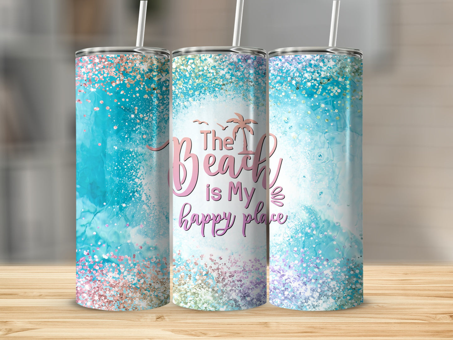 The Beach is My happy place Aqua Glitter product type