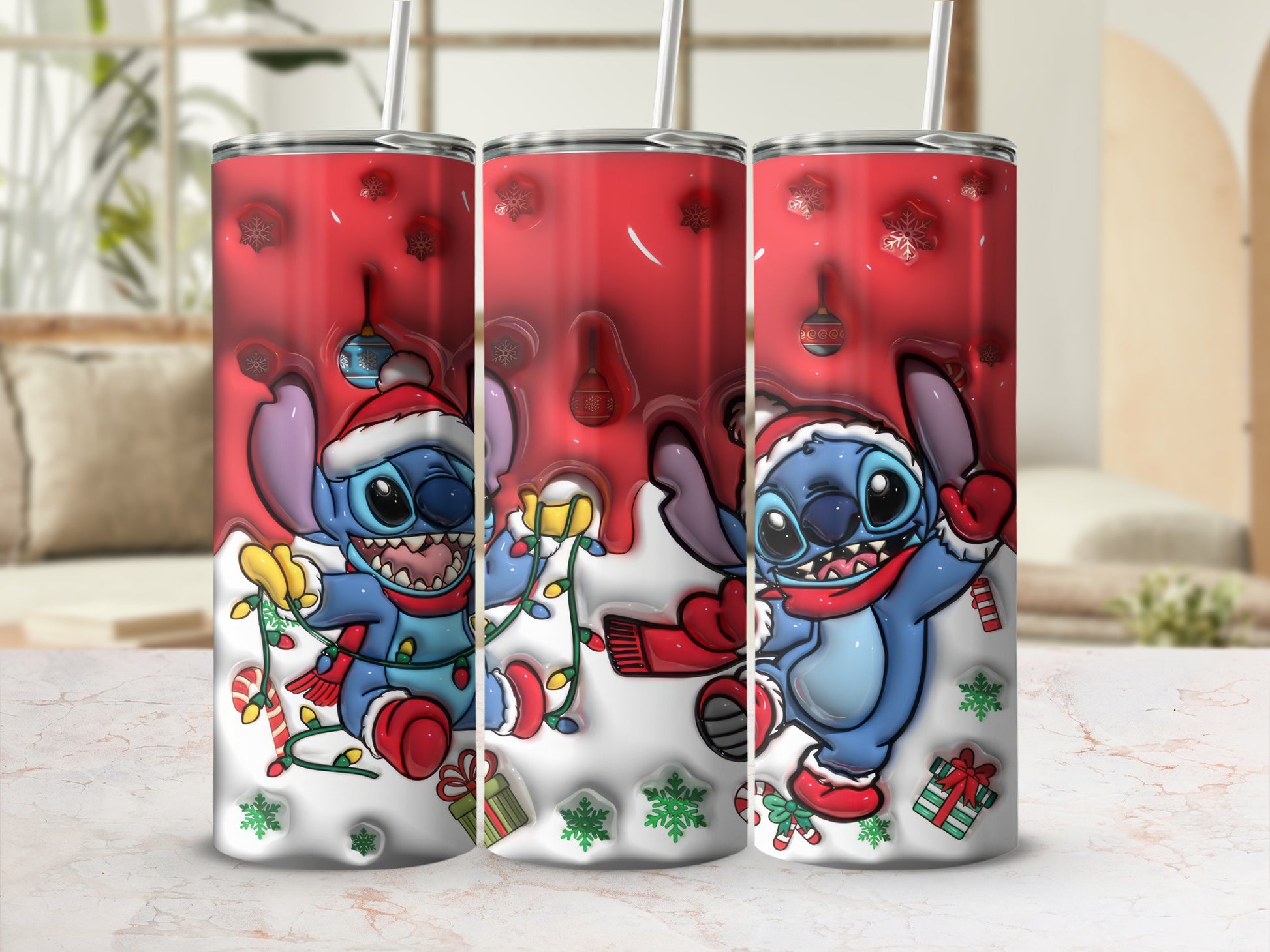 Festive Stitch Christmas Tumbler Double-Wall Personalized