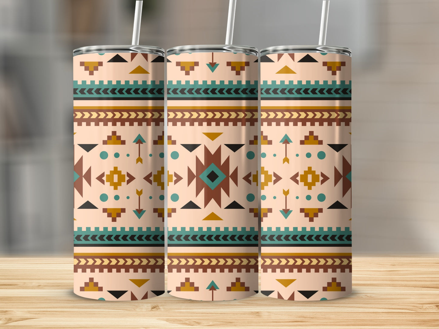 Geometric Aztec Inspired Design Tumbler Cup