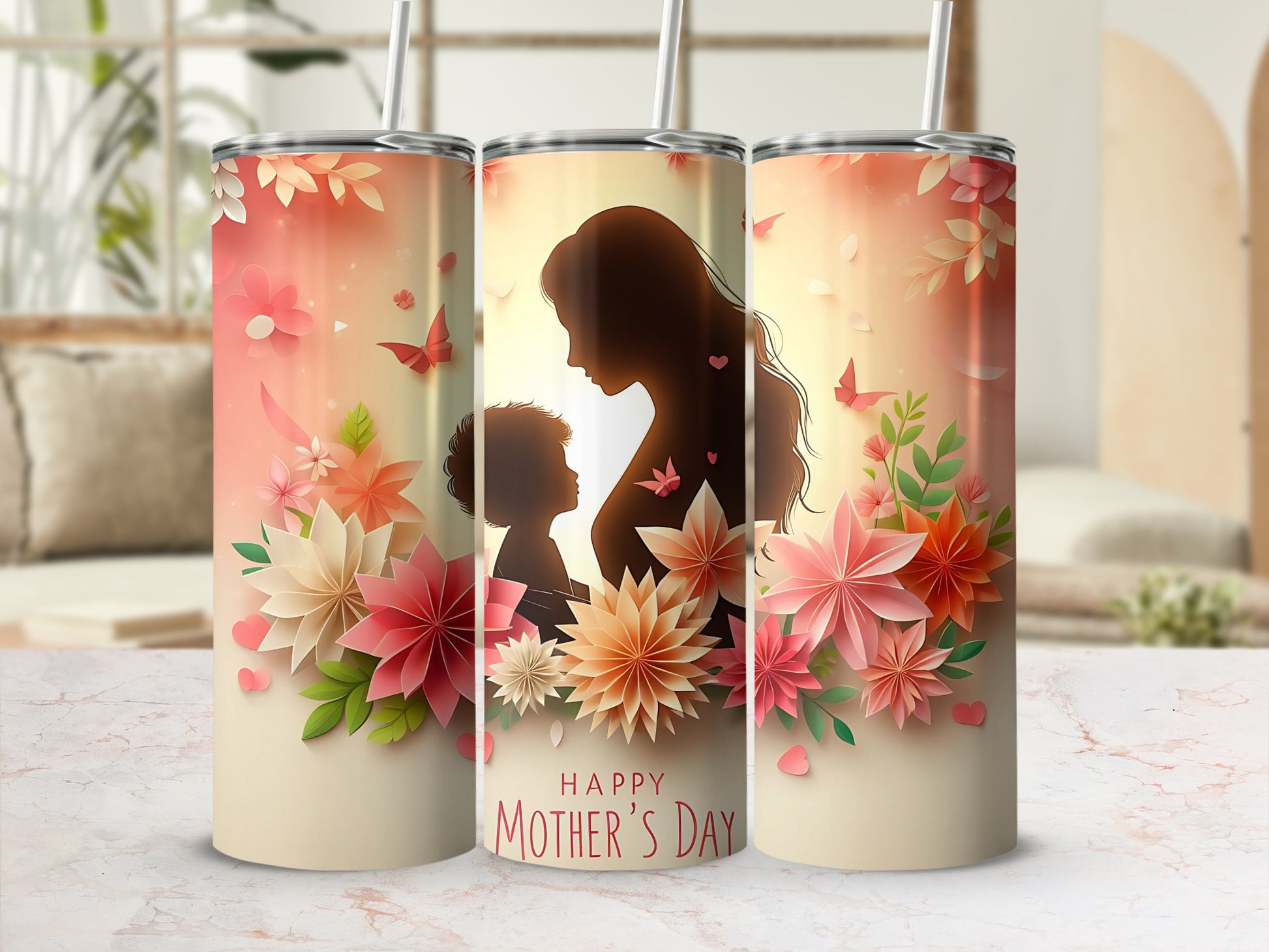 Happy Mother's Day Floral Stainless Steel Tumbler
