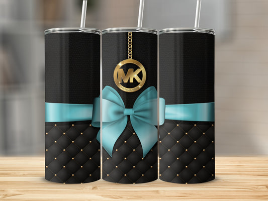 Luxury Quilted Design with Blue Ribbon Tumbler