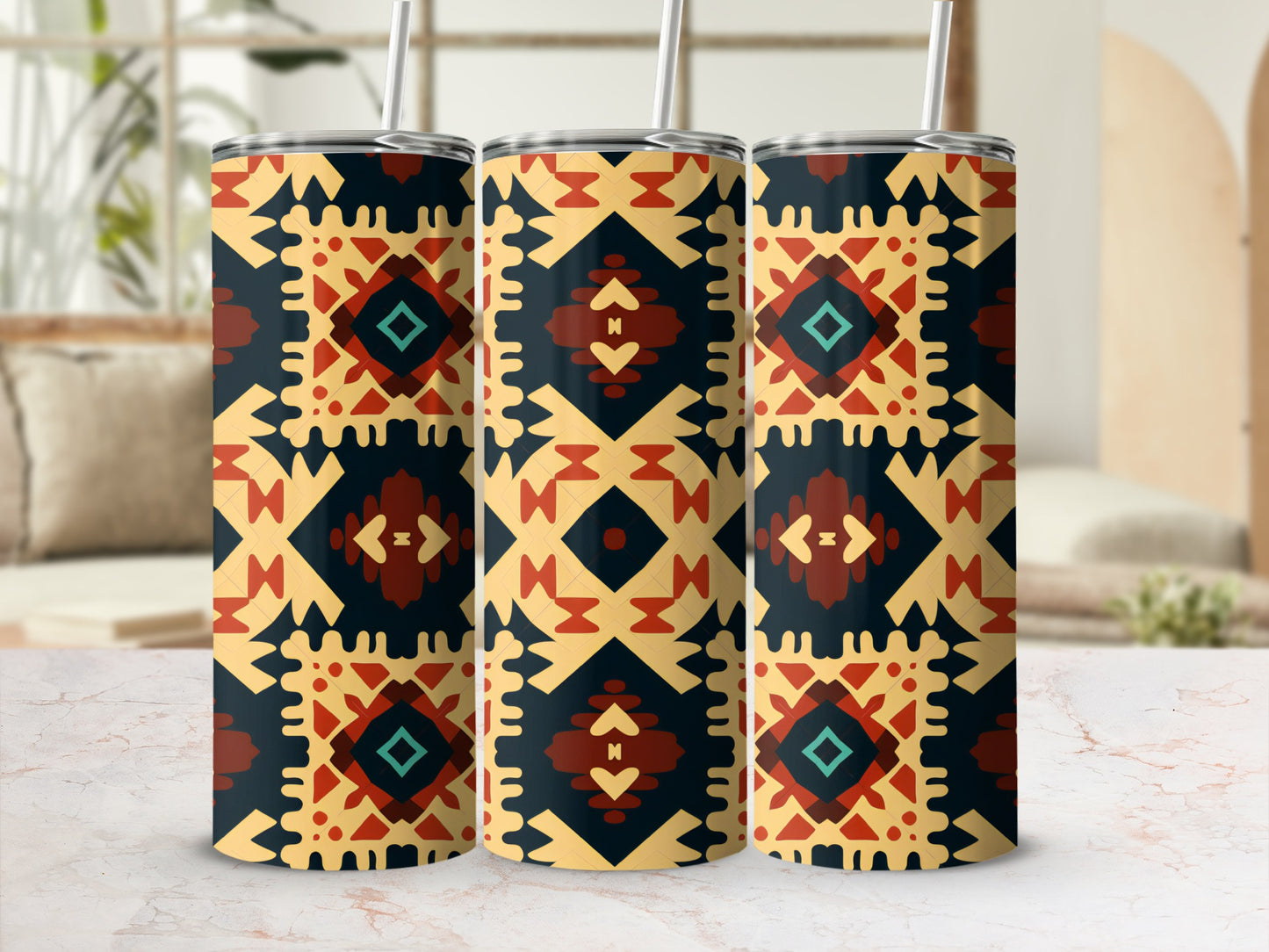 Geometric Aztec Tribal Insulated Tumbler Flask