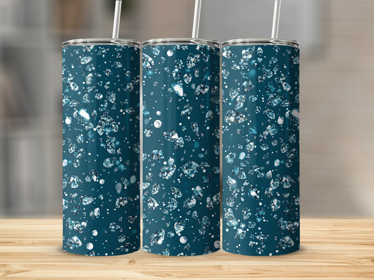 Diamonds in Motion Design Cool Dark Aqua Background Tumblers