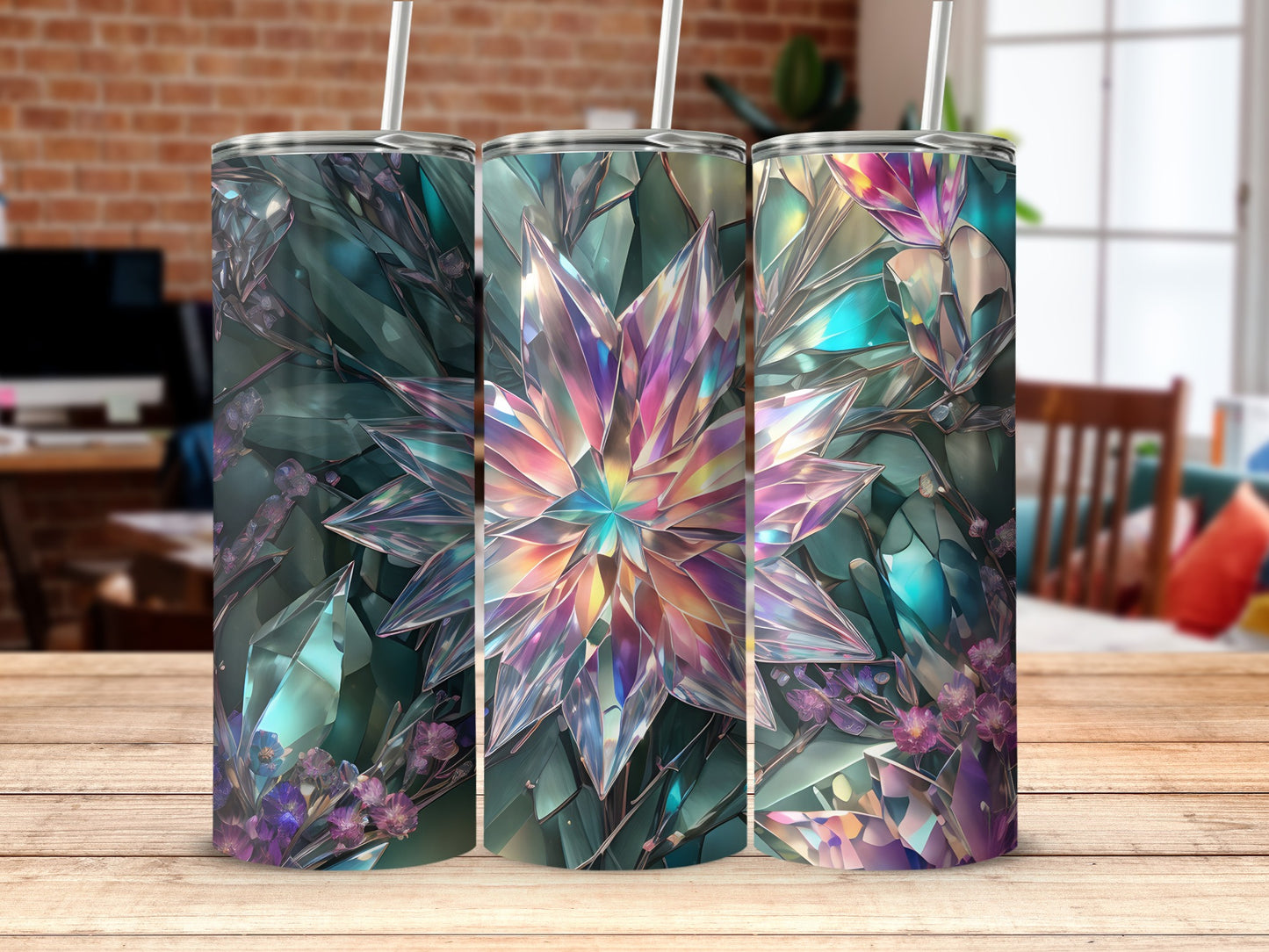 Vibrant Prismatic Crystal Flower Tumbler product type
