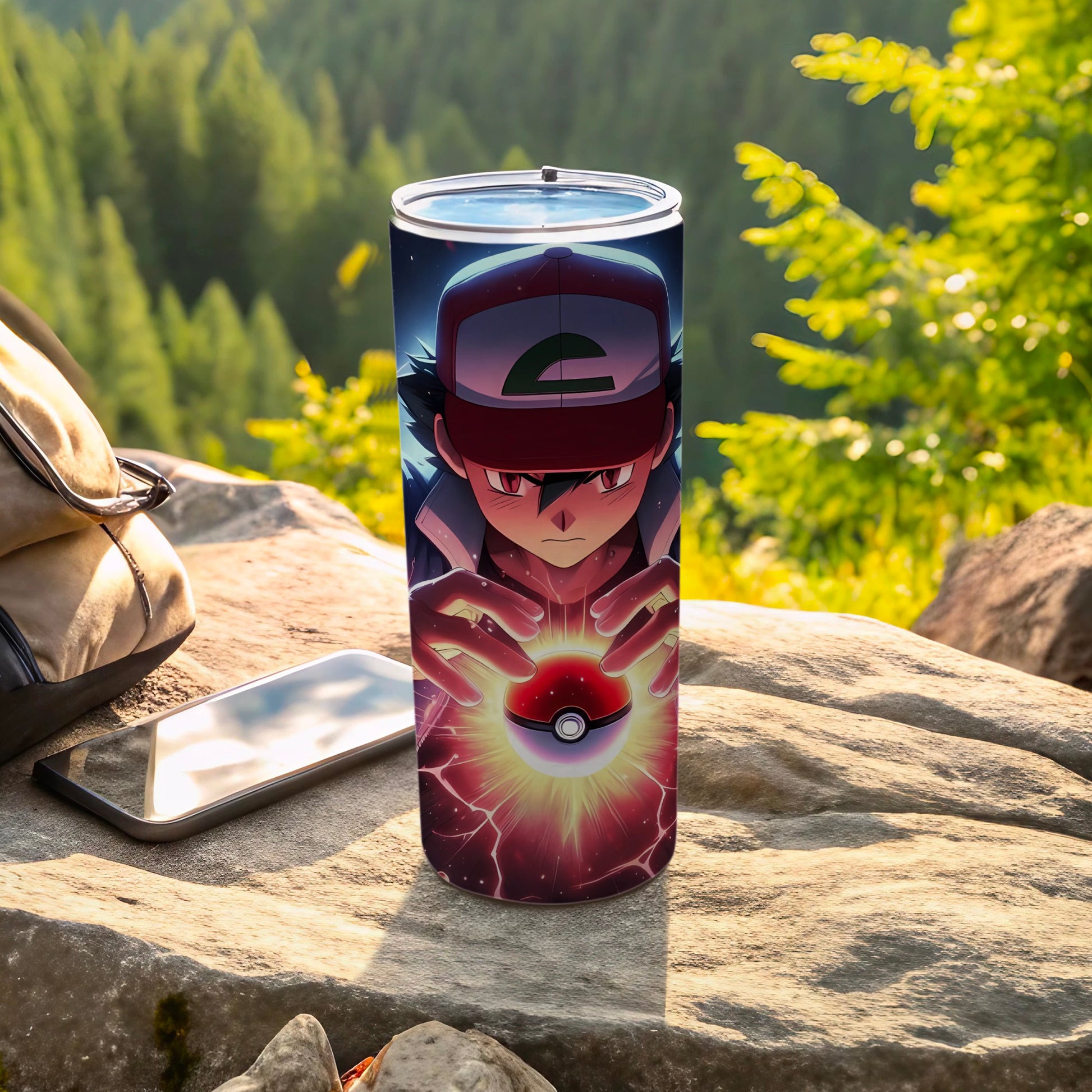 Pokemon Trainer with Pokeball Tumbler Cup for Outdoor Enthusiasts