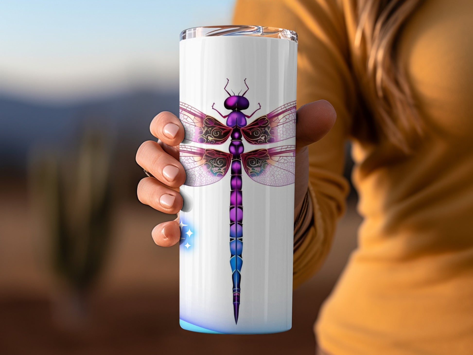 Purple Dragonfly Design Insulated Tumbler Cup