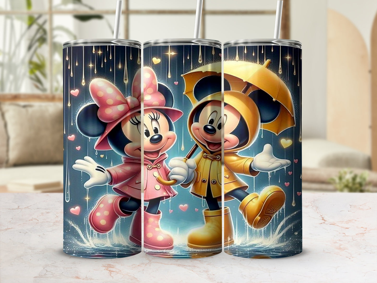 Cute Umbrella and Raincoat Characters Tumbler product