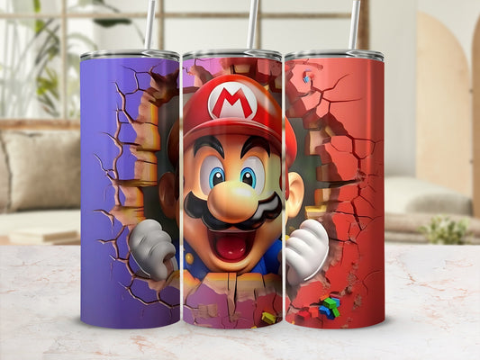 Cracked Wall Mario Art Design Tumbler product