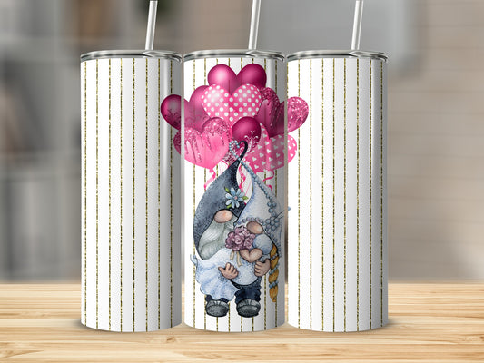 Gnome Family with Pink Balloons Decorative Tumbler