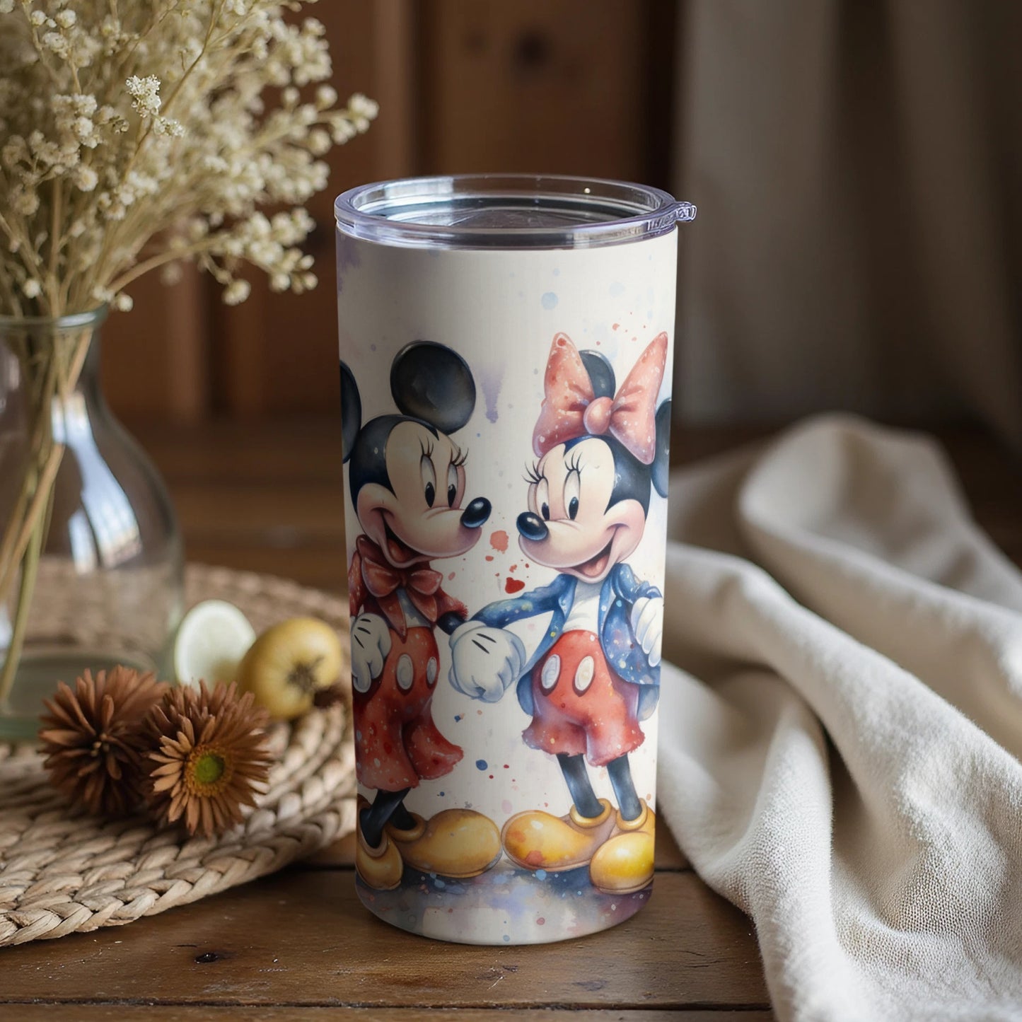 Cute Mickey and Minnie Design Insulated Tumbler