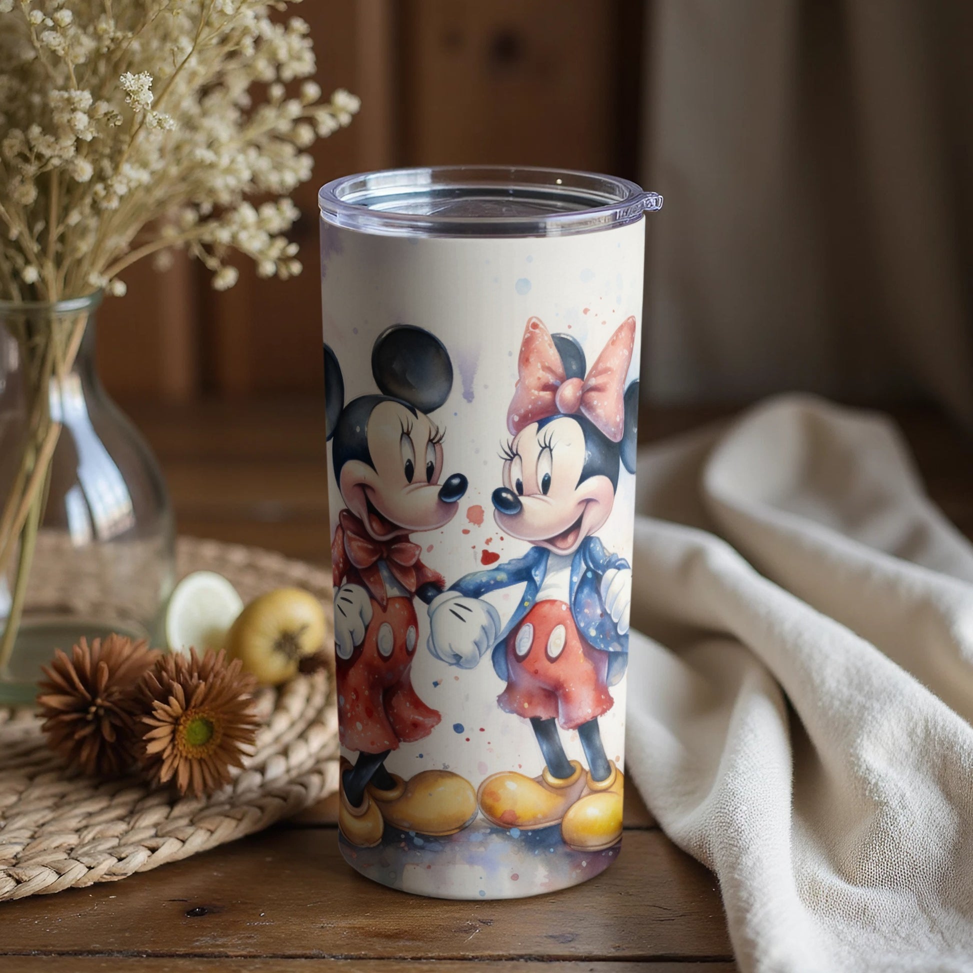 Cute Mickey and Minnie Design Insulated Tumbler