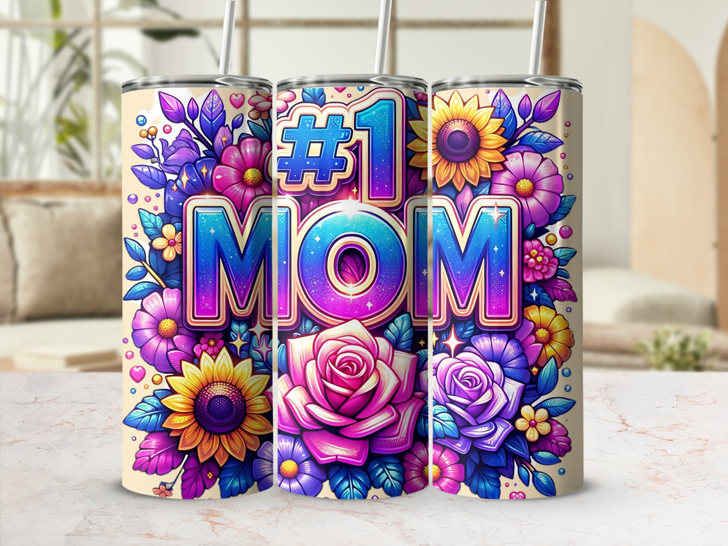 Vibrant Floral Design #1 Mom Tumbler for Mother's Day