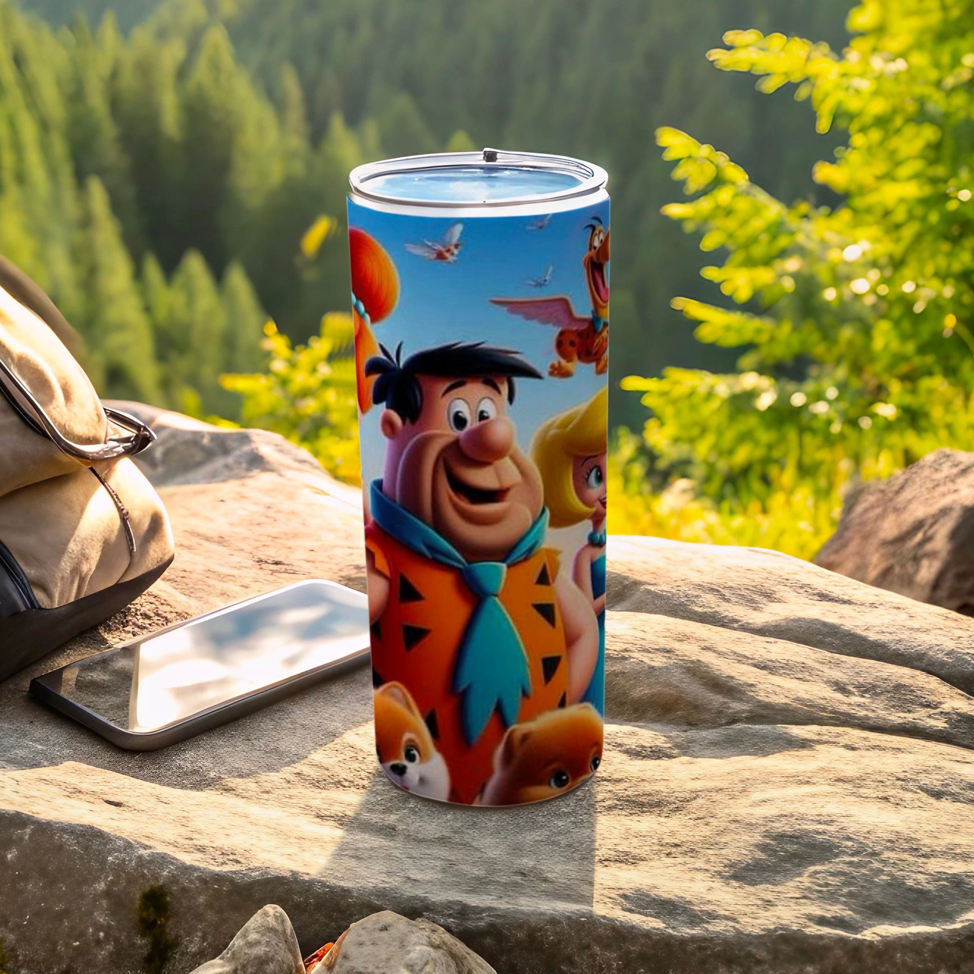 Fred Flintstone Cartoon Print Tumbler Cup for Fans