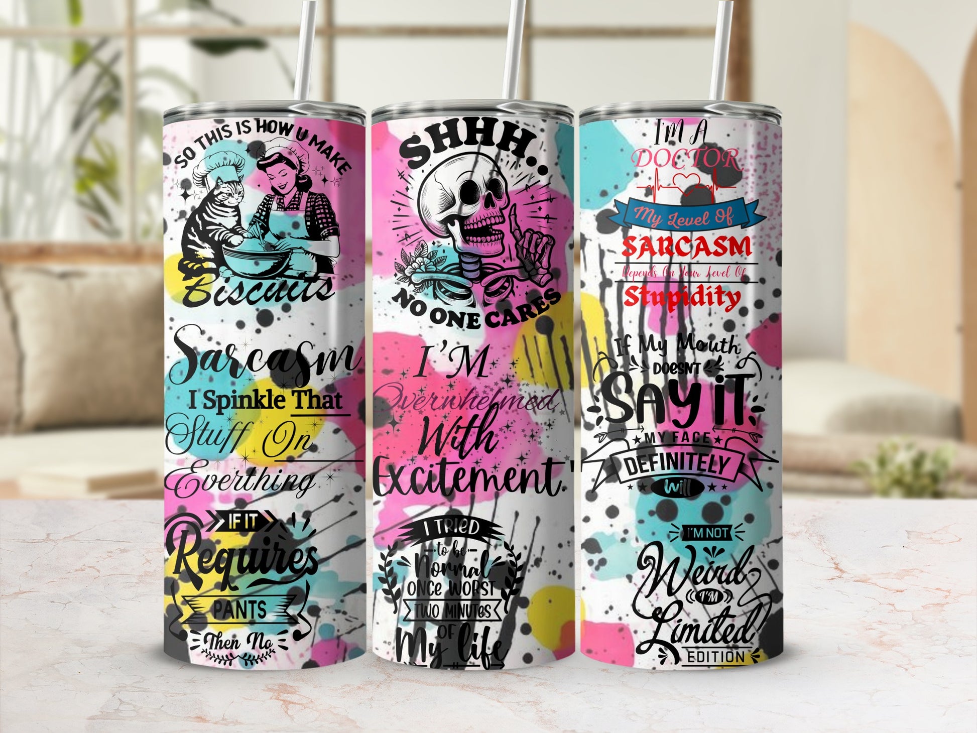Sarcasm and Humor Themed Insulated Tumbler Set