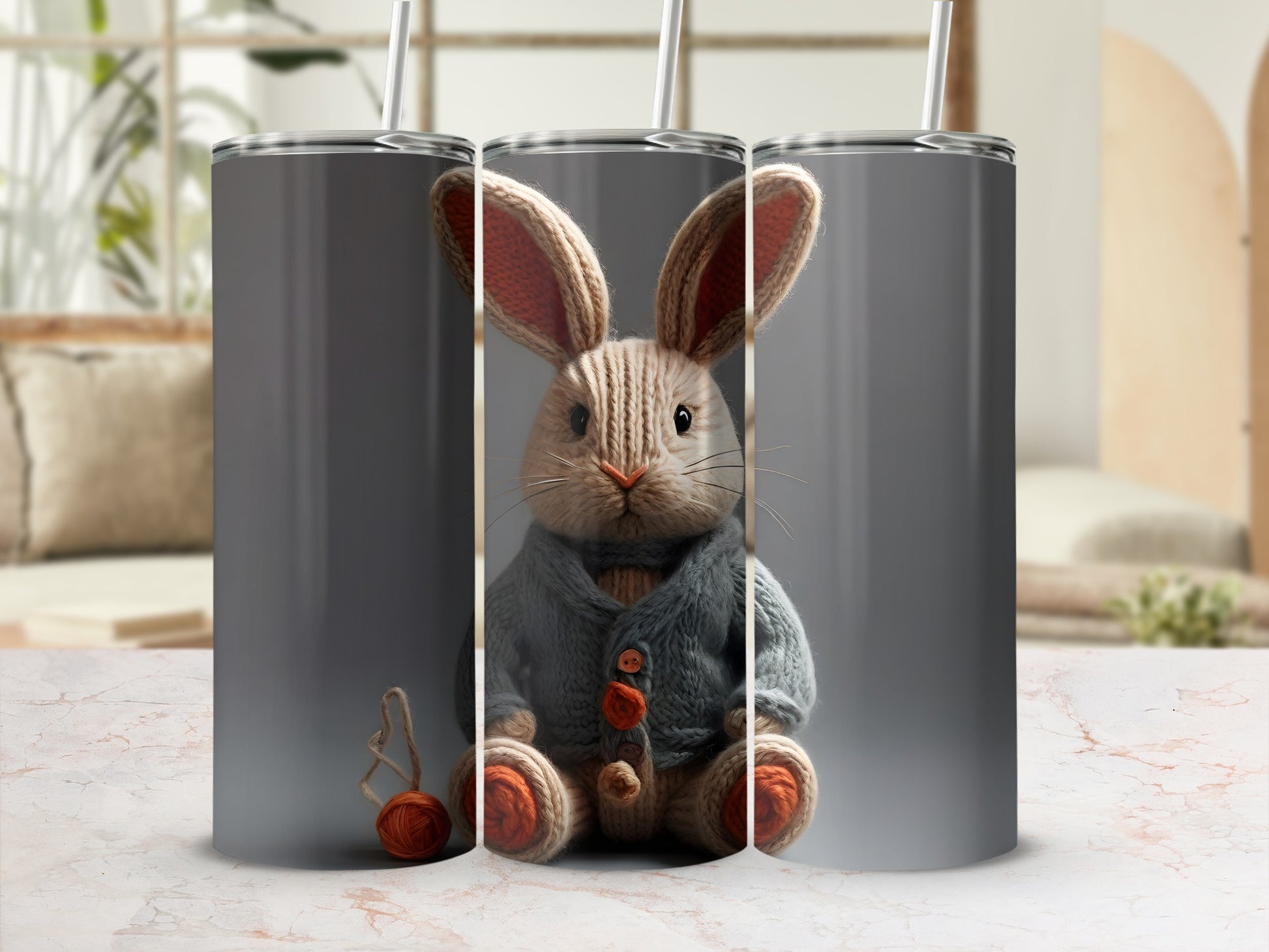 Adorable Knitted Bunny Character Tumbler Design product type