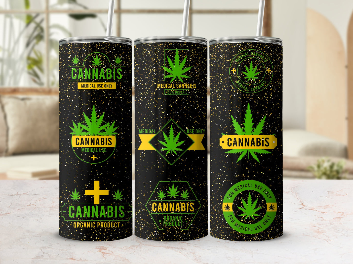 Cannabis Themed Tumblers with Medical Use Design