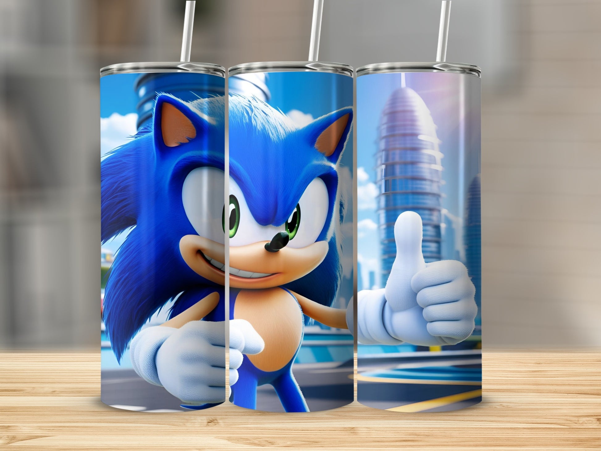 Sonic the Hedgehog giving a thumbs up, cartoon style.