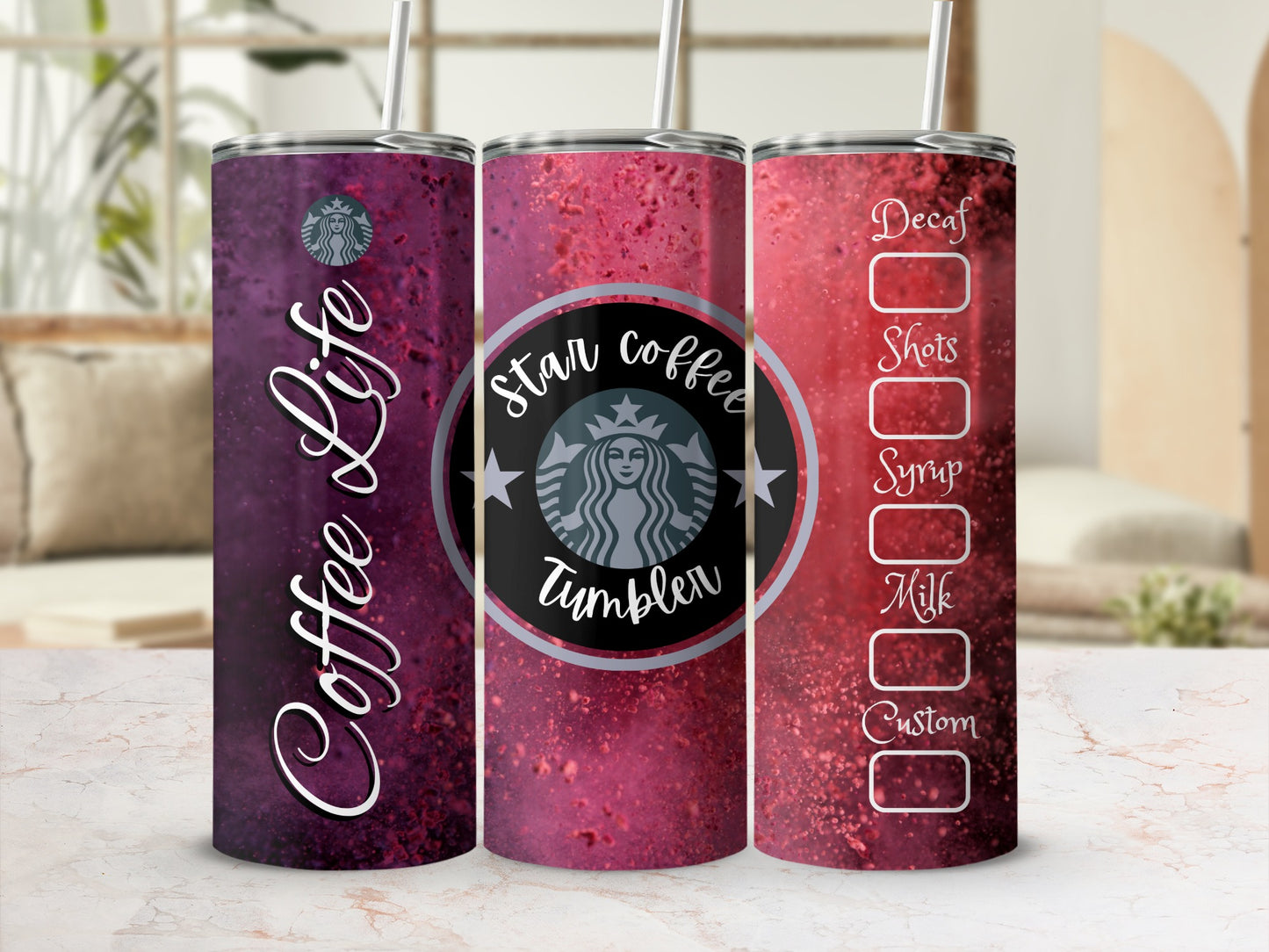 Custom Star Coffee Life Tumbler Stainless Steel Cup