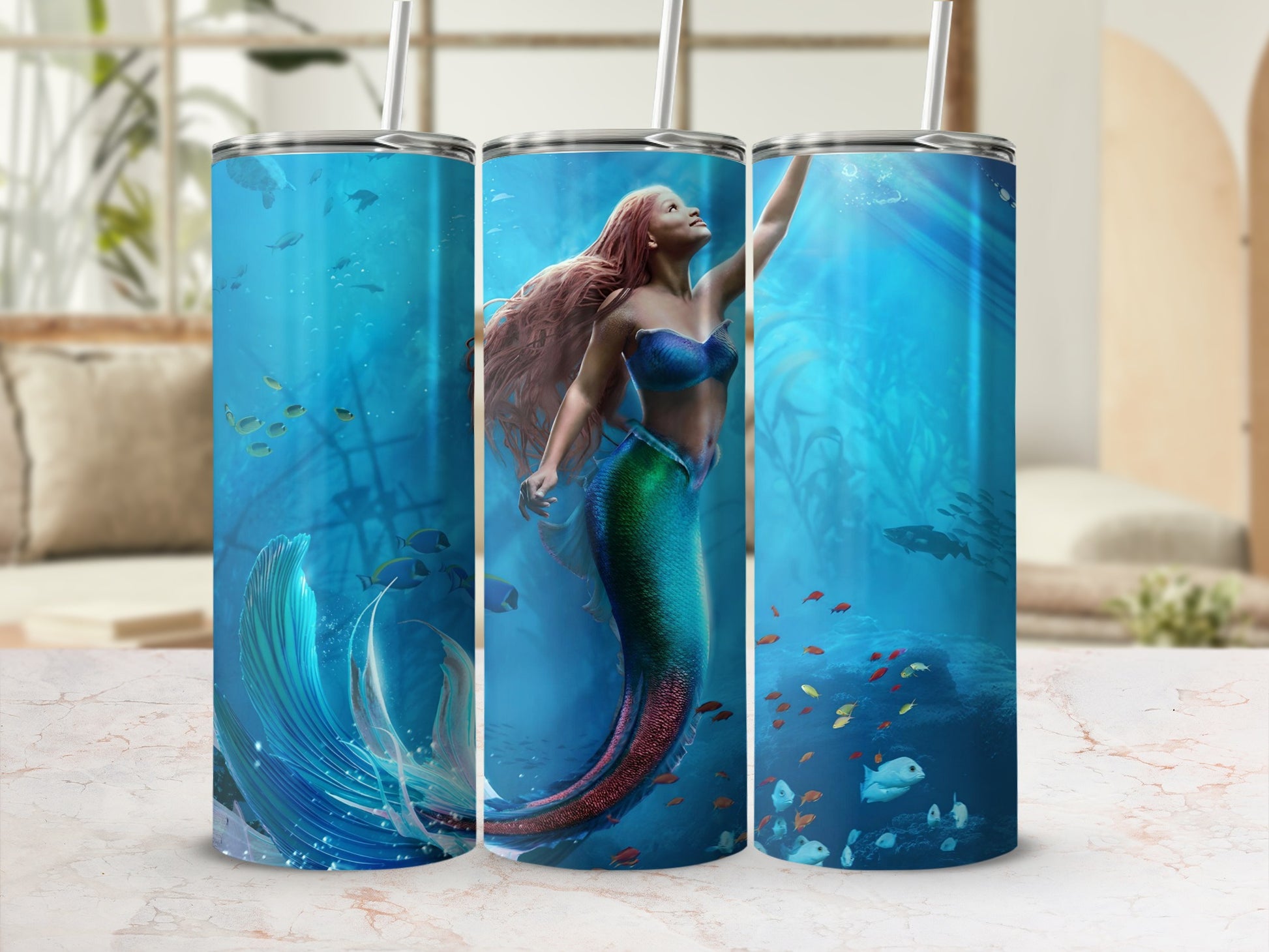 Enchanting Mermaid Underwater Scene Tumbler Cup