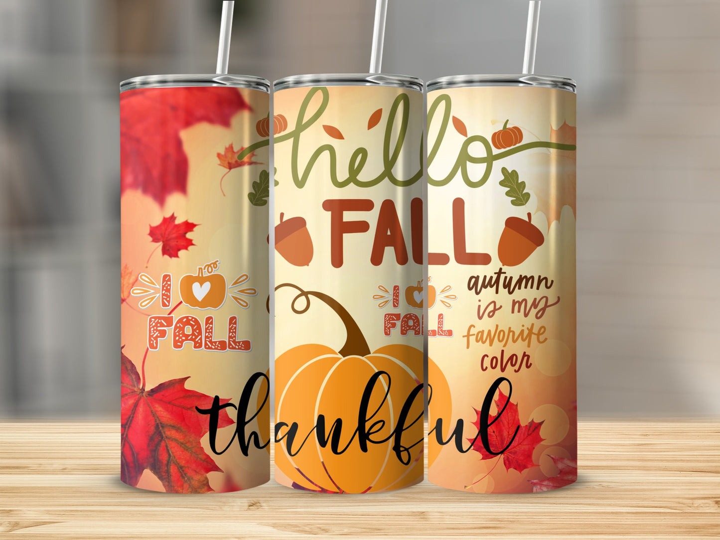 Hello Fall Thankful Autumn is My Favorite Color Tumbler