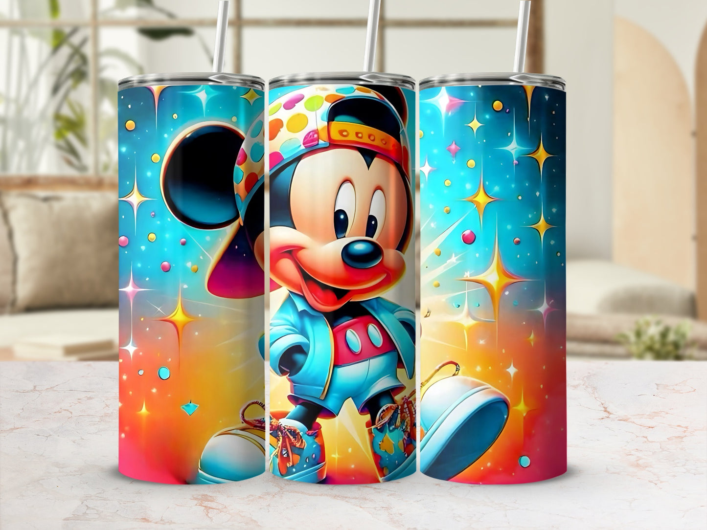 Colorful Cartoon Character Themed Drink Tumbler Set