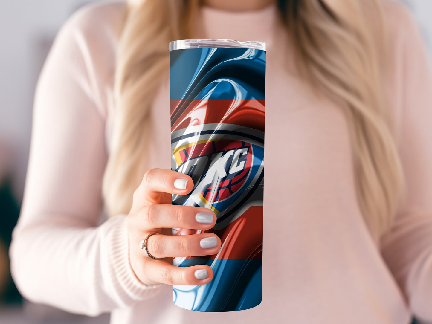 Thunder Basketball Team Fluid Design Pattern Tumblers