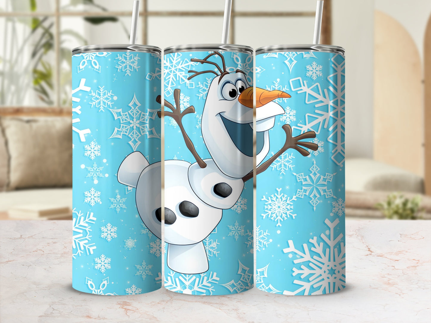 Cute Snowman with Snowflakes Pattern Tumbler