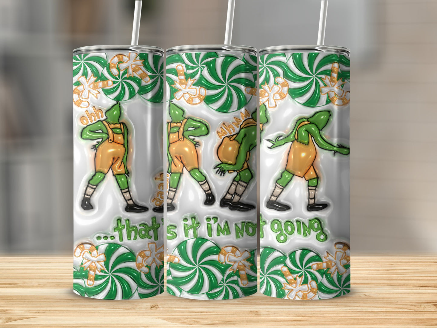 Green Character with Peppermint Background Tumbler