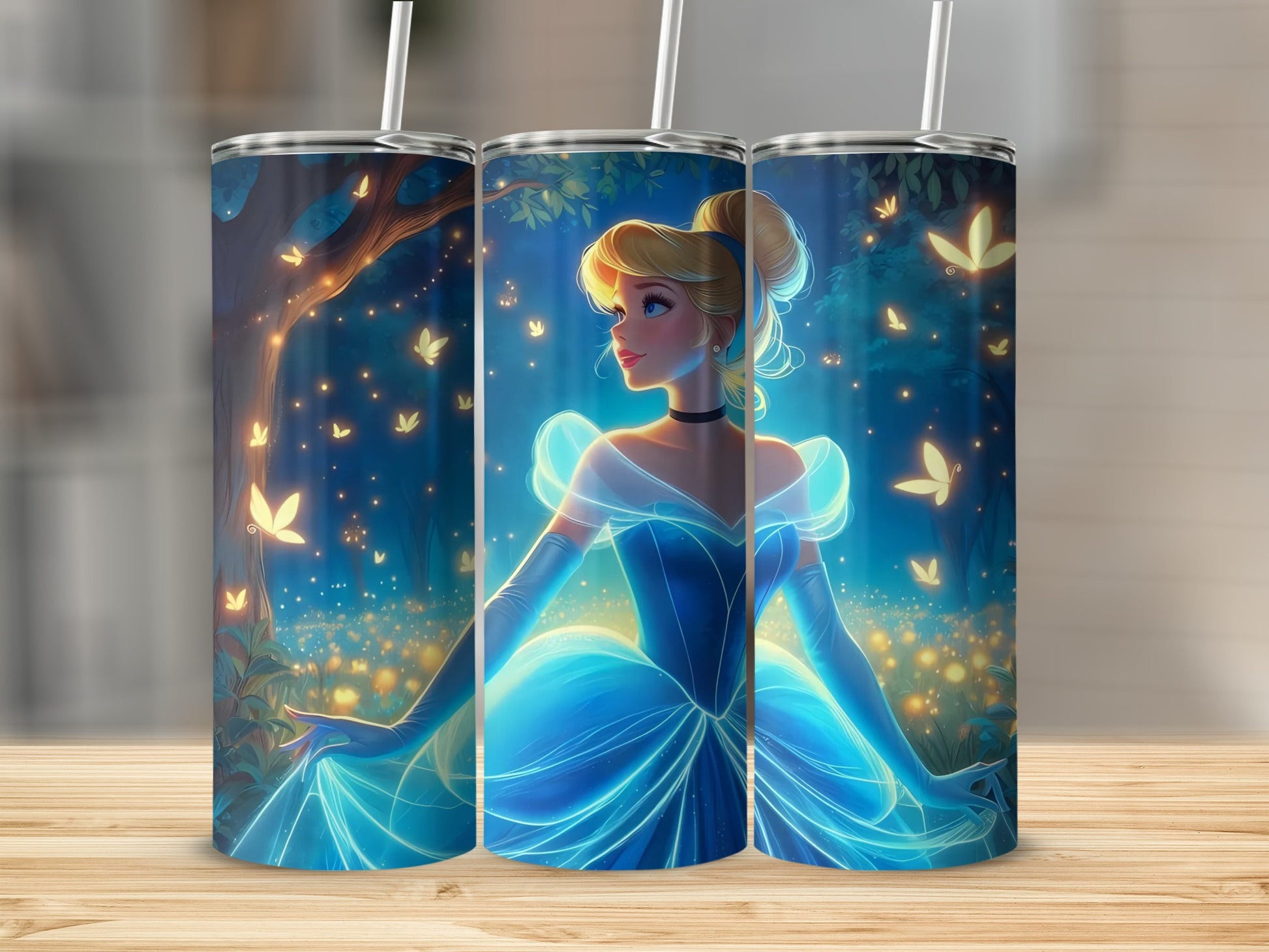 Enchanted Princess with Glowing Butterflies tumbler