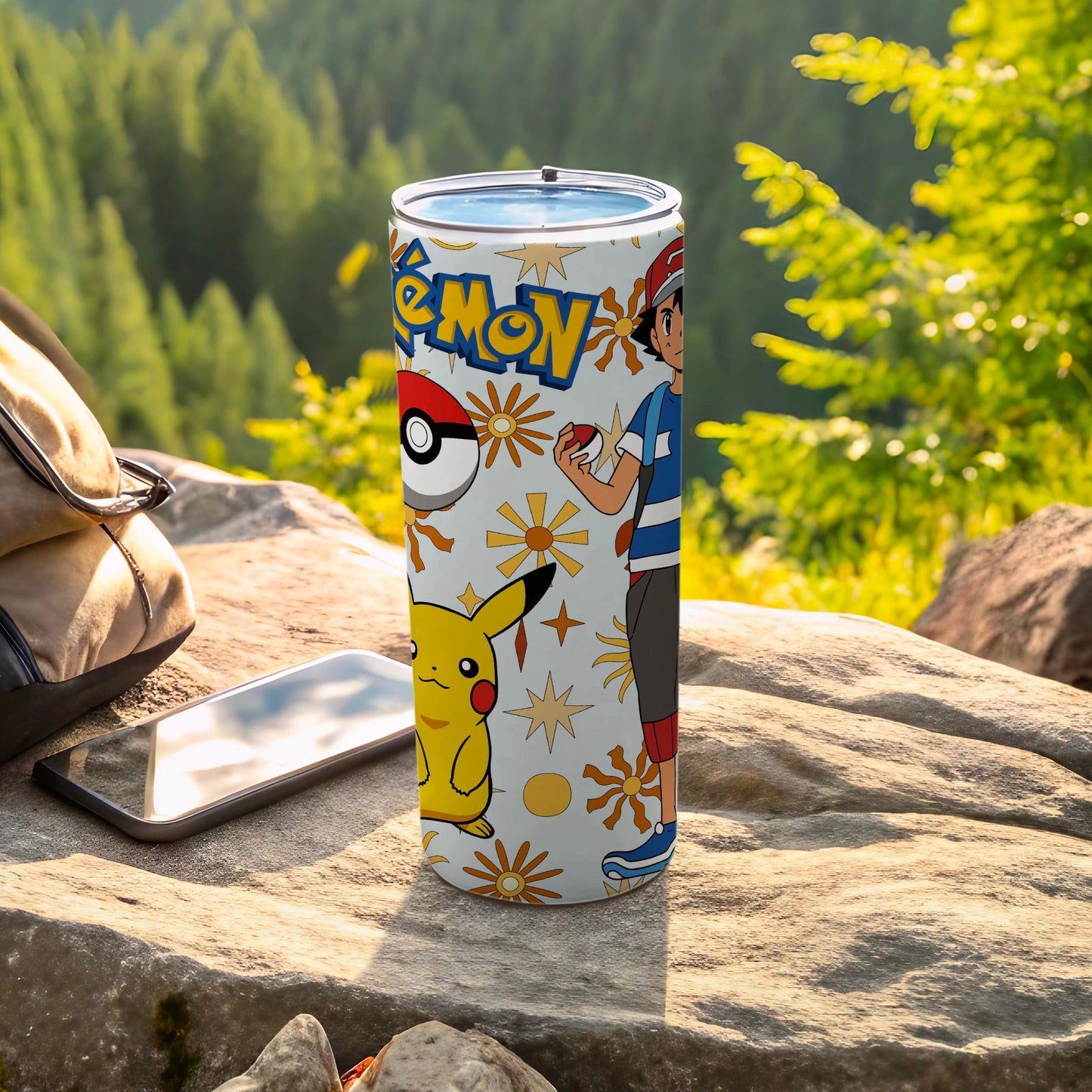 Pikachu and Ash Ketchum Pokémon travel tumbler