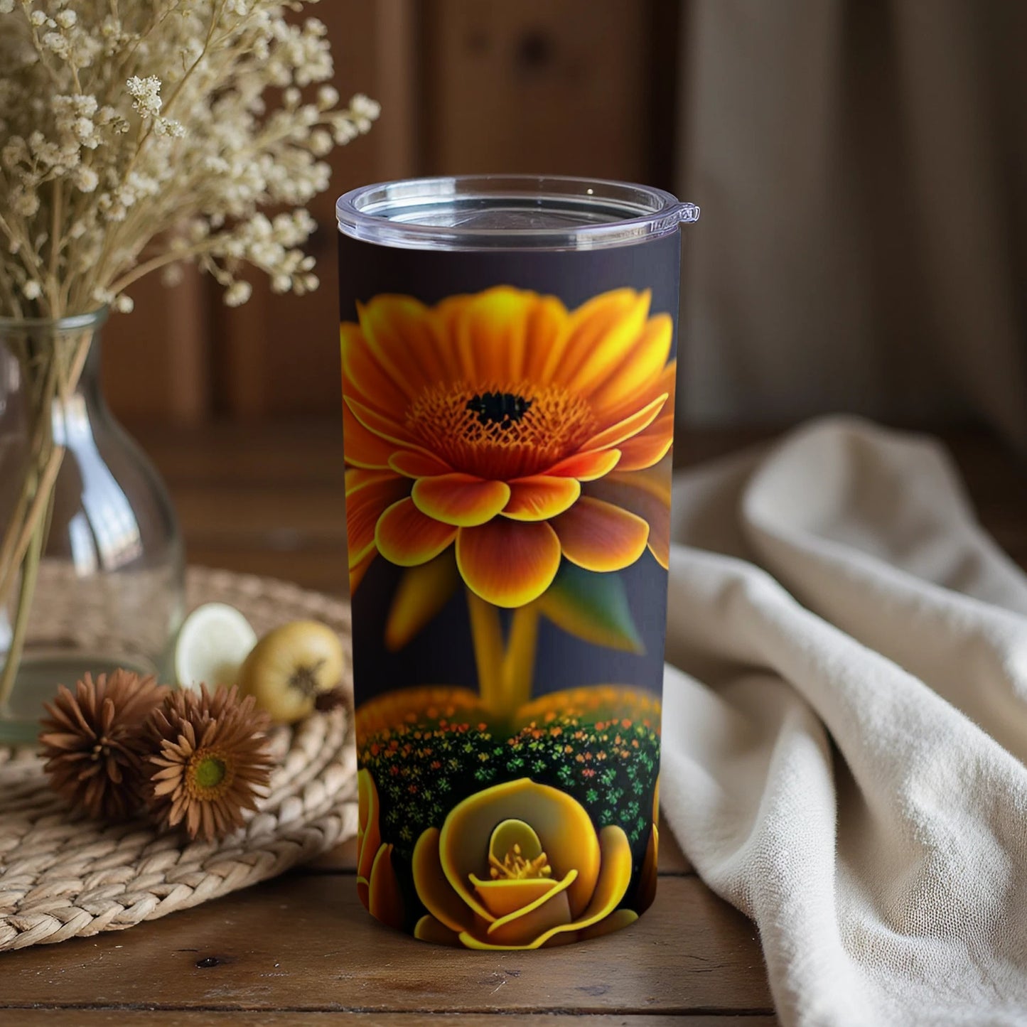 Vibrant Floral Design Insulated Tumbler Travel Mug