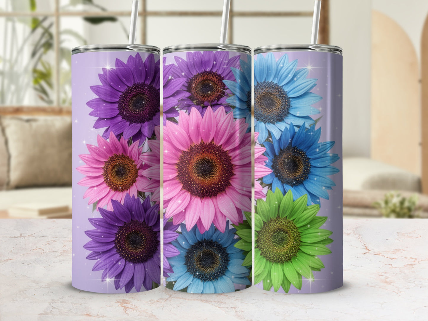 Vibrant Sunflower Design Insulated Tumbler Cup
