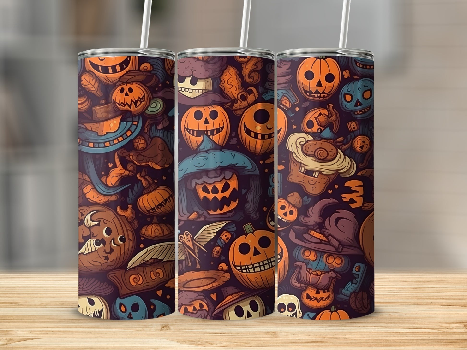 Halloween Pumpkin Themed Stainless Steel Tumbler Cup