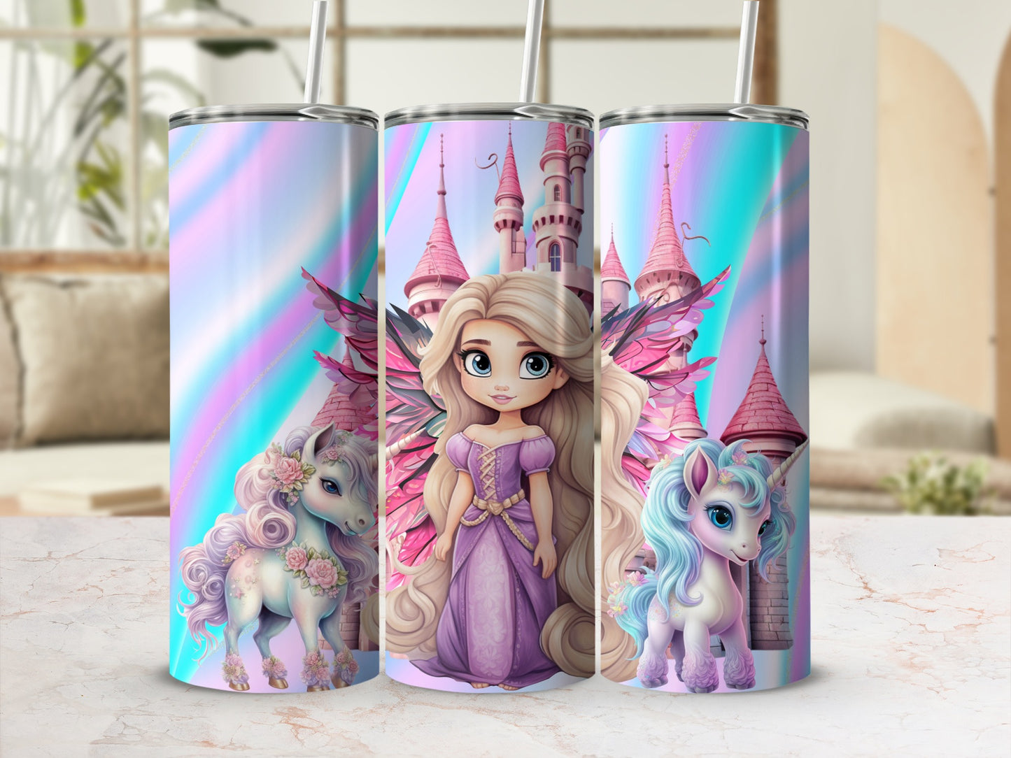 Enchanted Castle Fairy and Unicorn Fantasy Tumbler