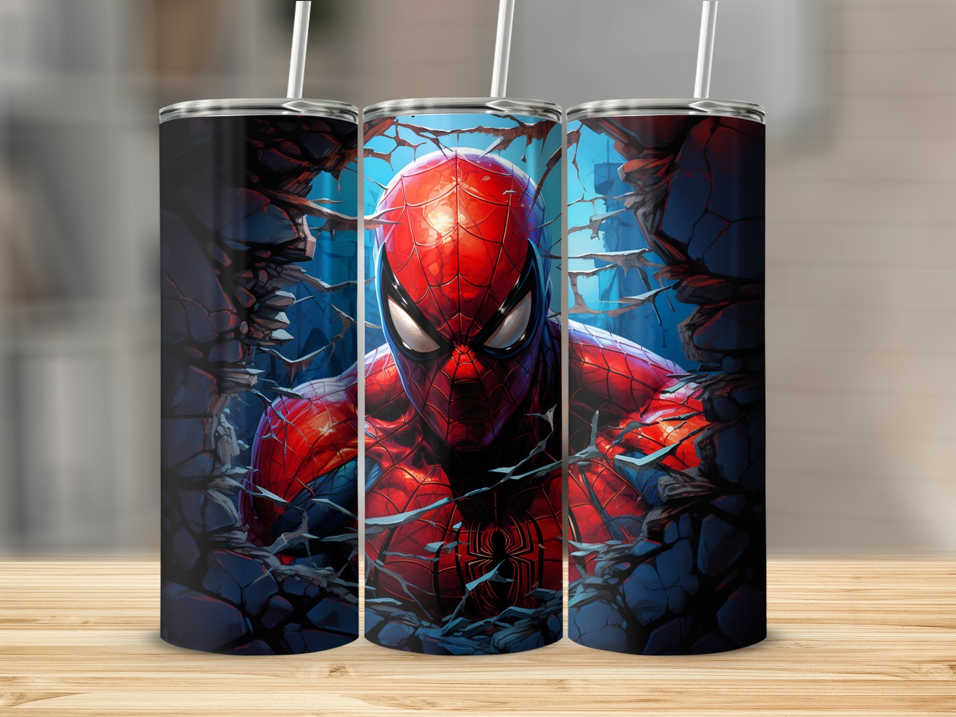 Spider-Man Breaking Through Art Insulated Tumbler