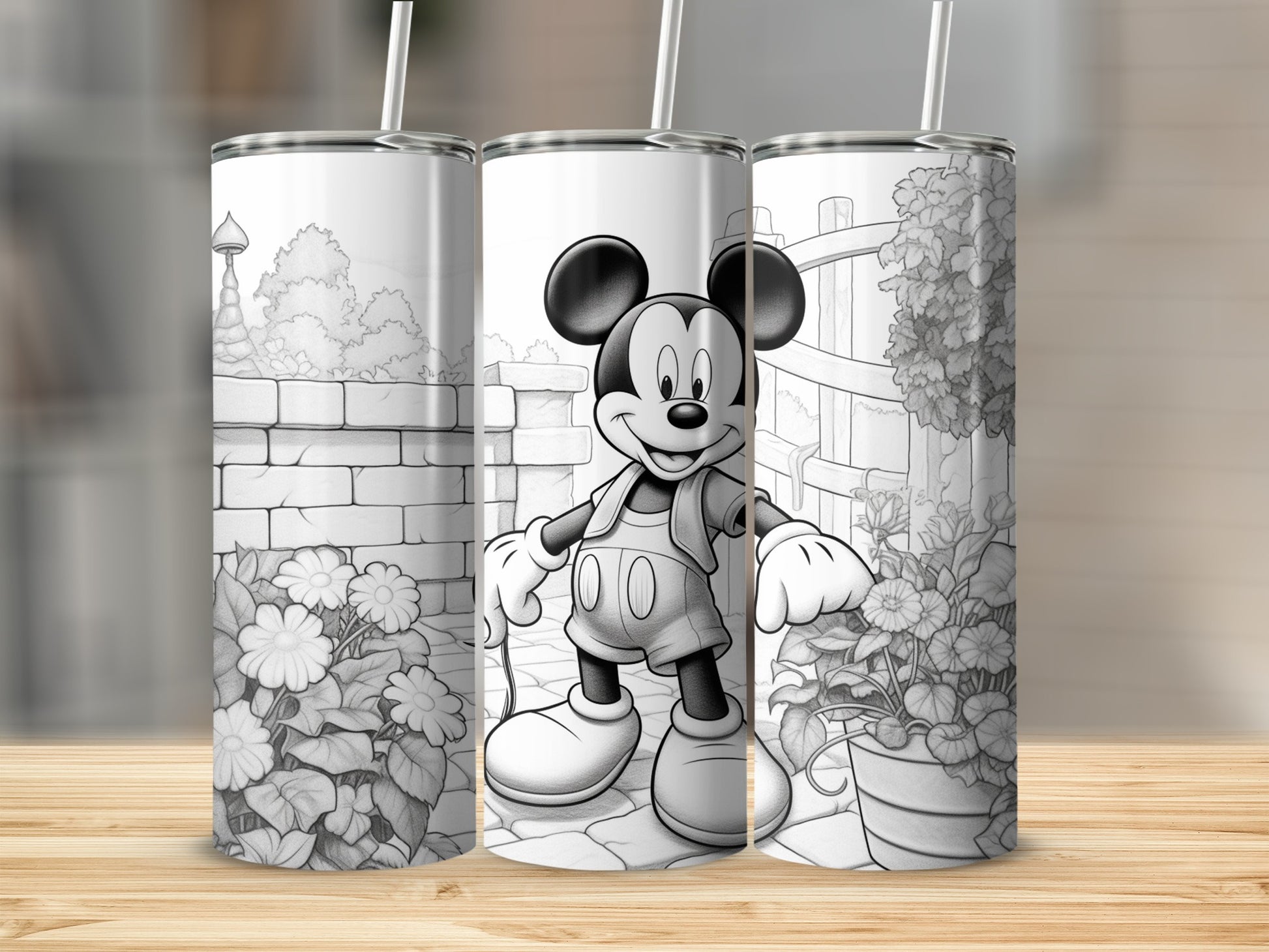 Vintage Cartoon Character Black and White Tumbler