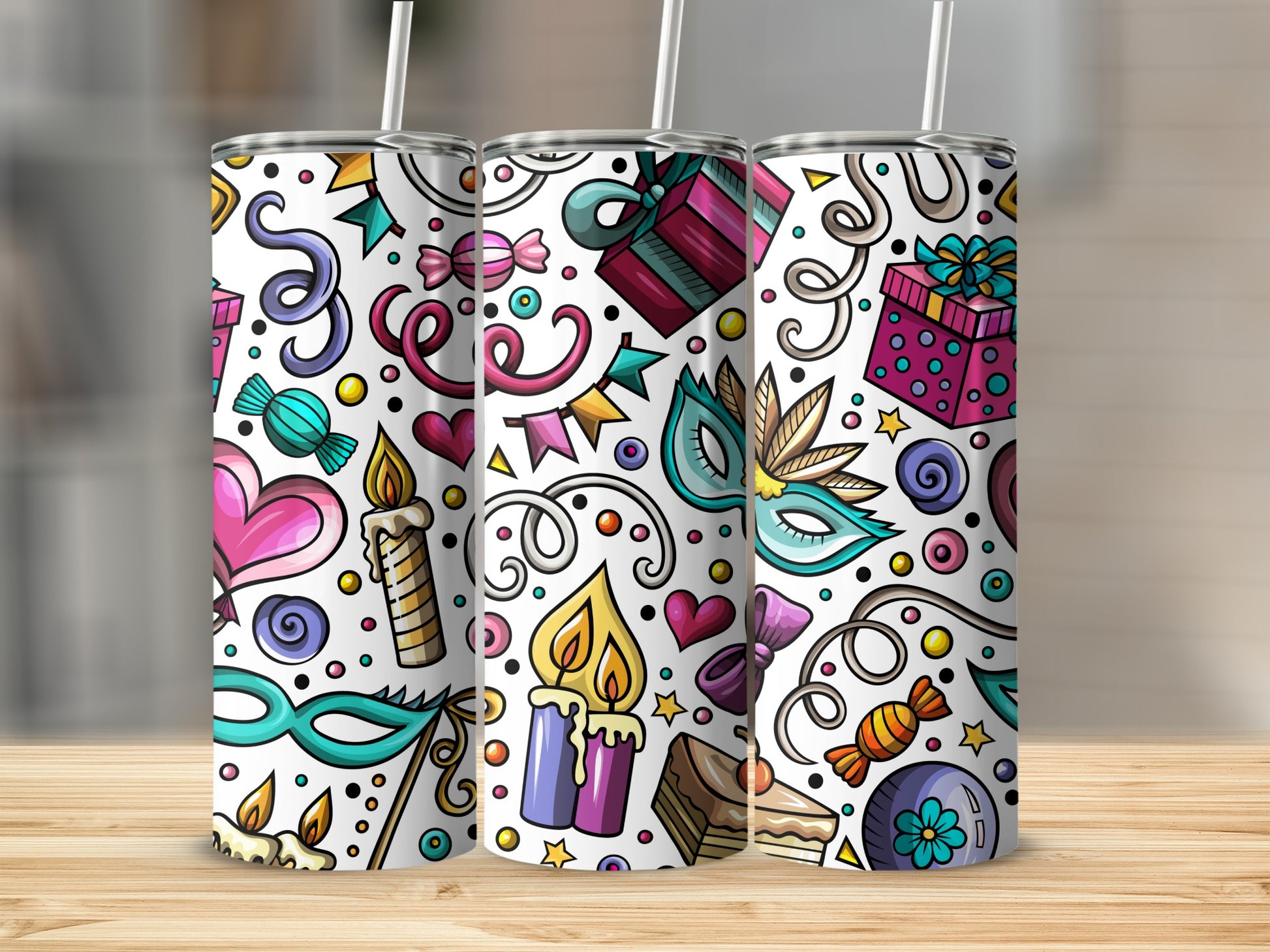Colorful Celebration Theme Illustrated Tumbler Product