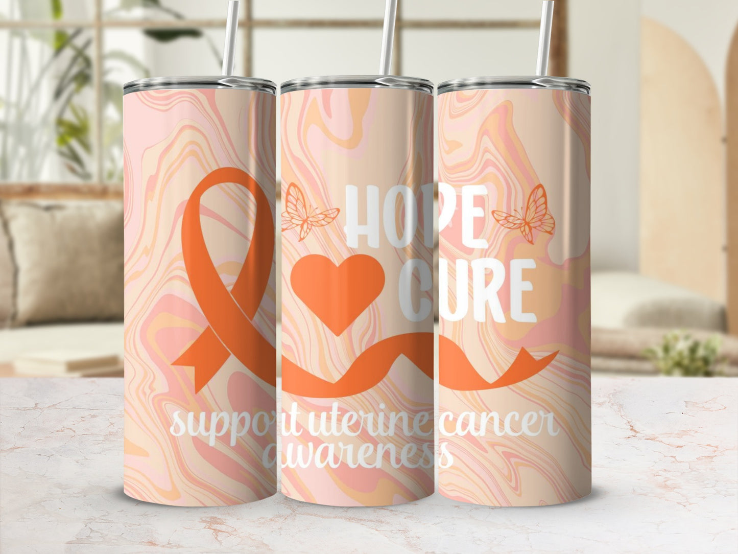 Uterine Cancer Awareness HOPE CURE Support Tumbler