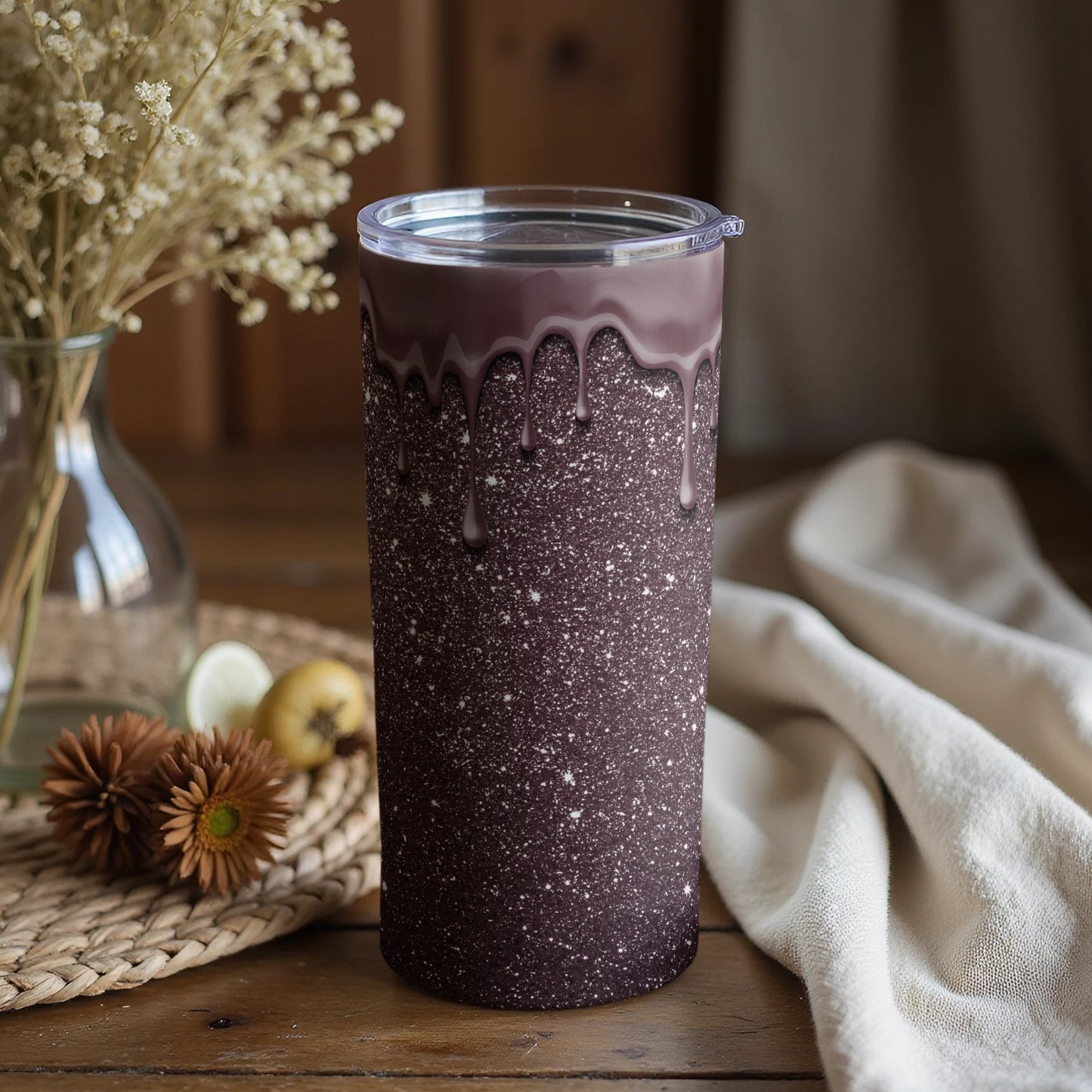 Elegant Drizzle Pattern Tumbler for Coffee or Tea