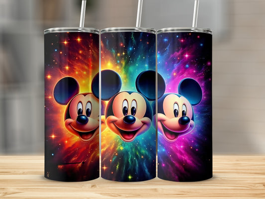 Vibrant Space Mouse Design Tumbler with Straw Cup