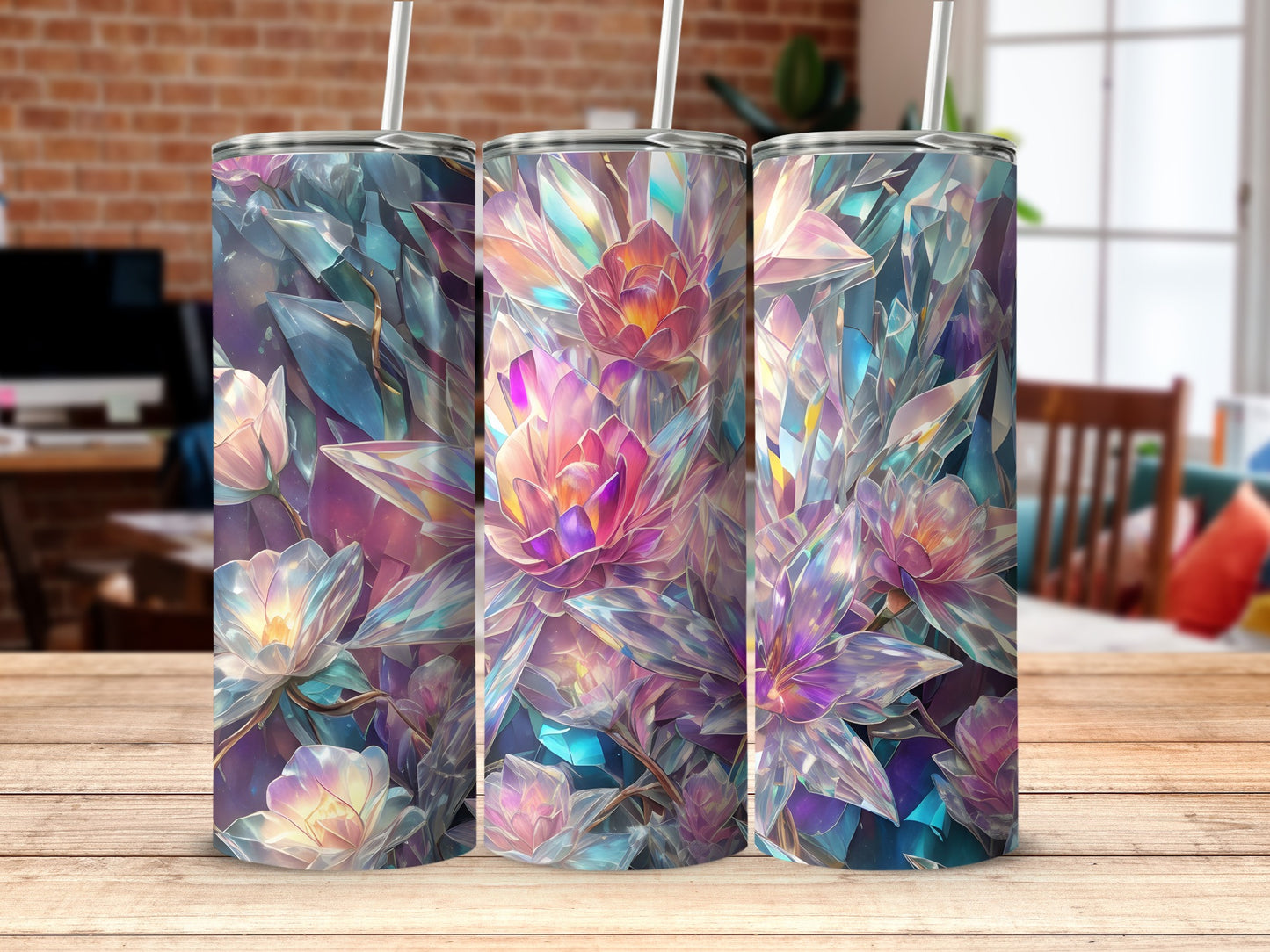 Crystal Flower Iridescent Design Vibrant Tumbler product type