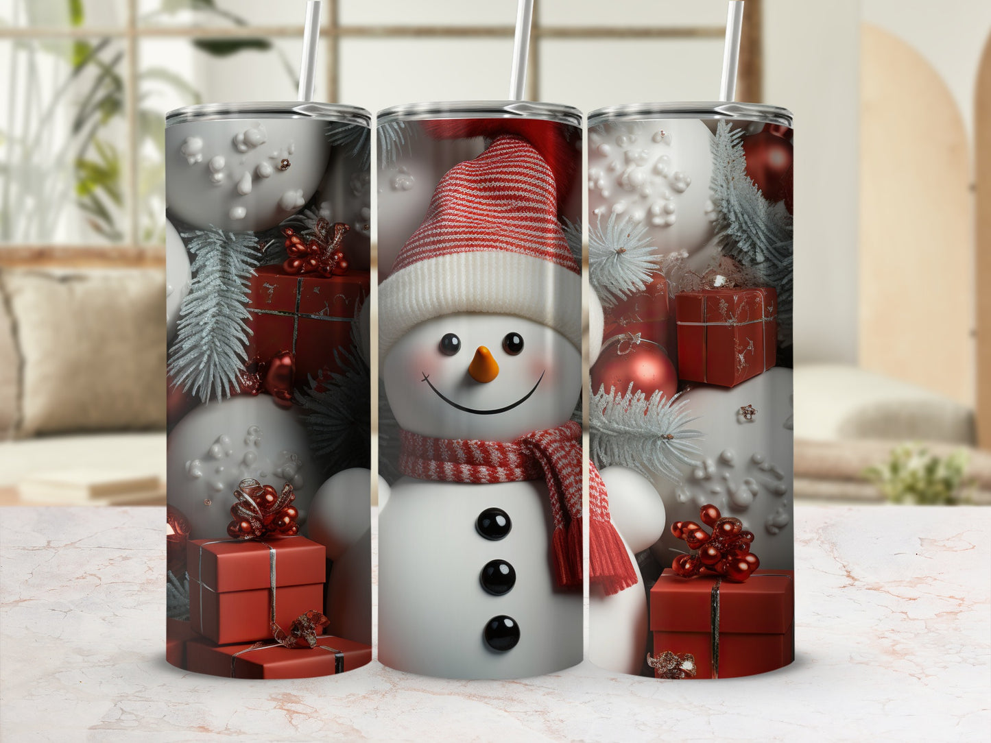 Snowman and Christmas Gifts Insulated Tumbler