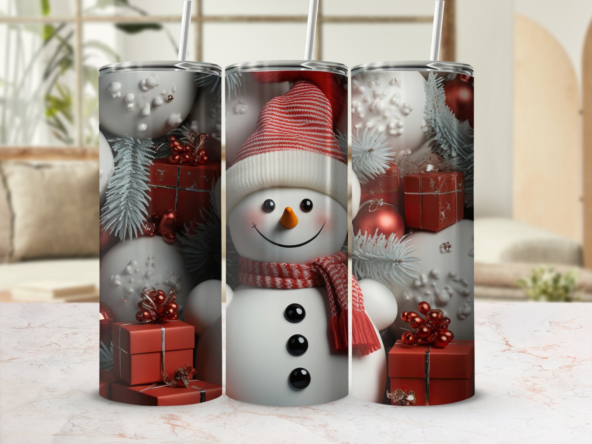 Snowman and Christmas Gifts Insulated Tumbler