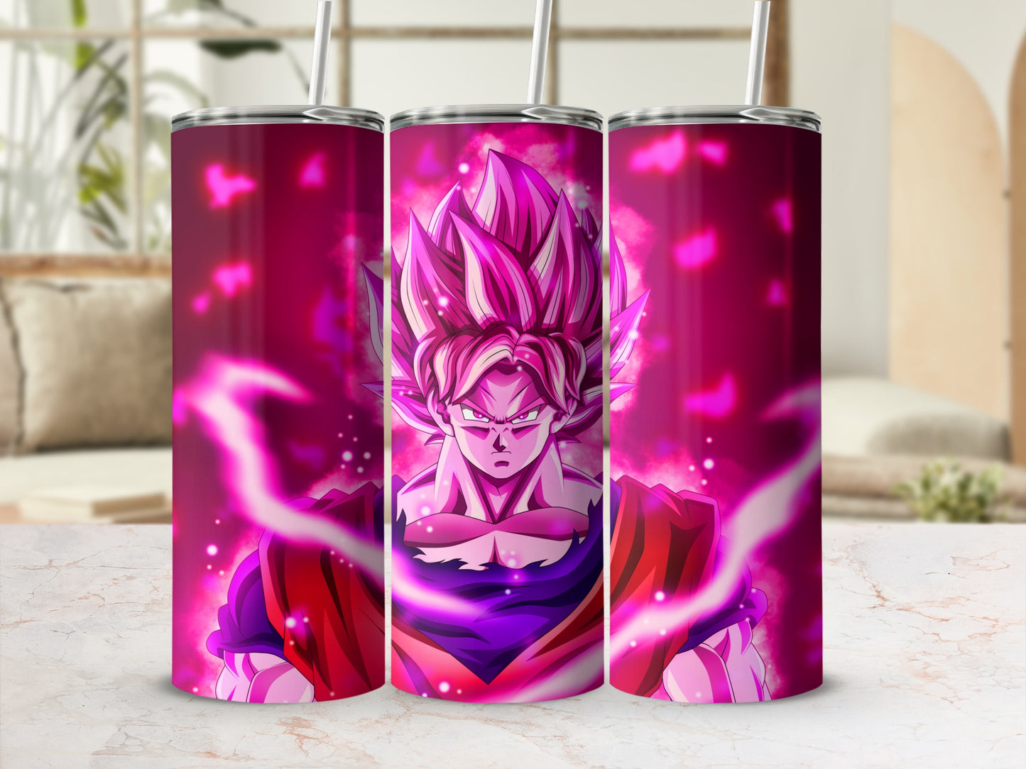 Anime Character Stylized Pink and Purple Tumbler