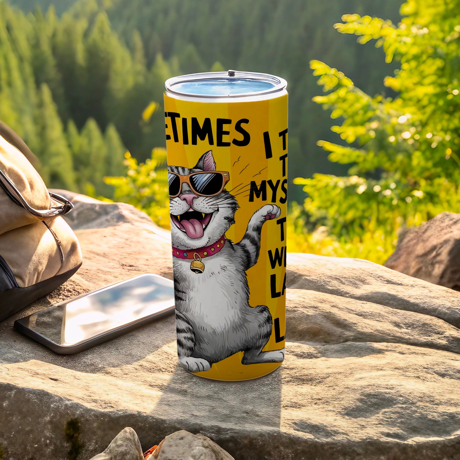 Funny Cat Design Travel Tumbler for Outdoor Adventures